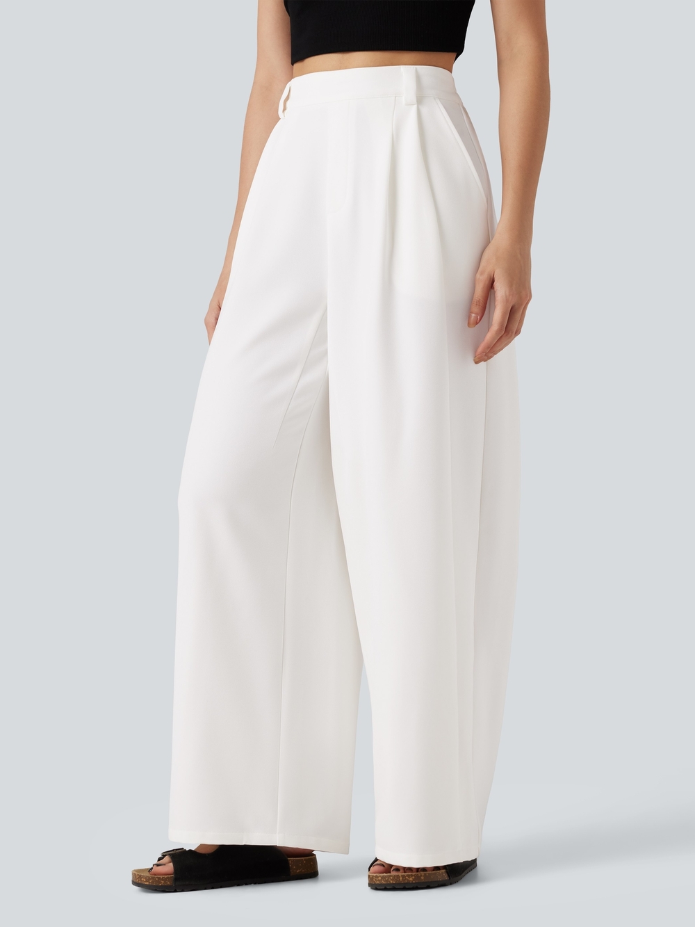 HALARA White Wide-Leg Dress Pants